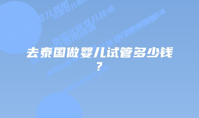 去泰国做婴儿试管多少钱?