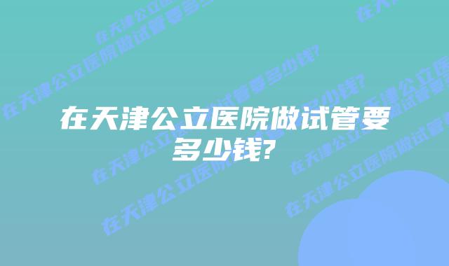 在天津公立医院做试管要多少钱?