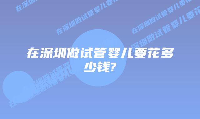 在深圳做试管婴儿要花多少钱?