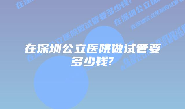 在深圳公立医院做试管要多少钱?