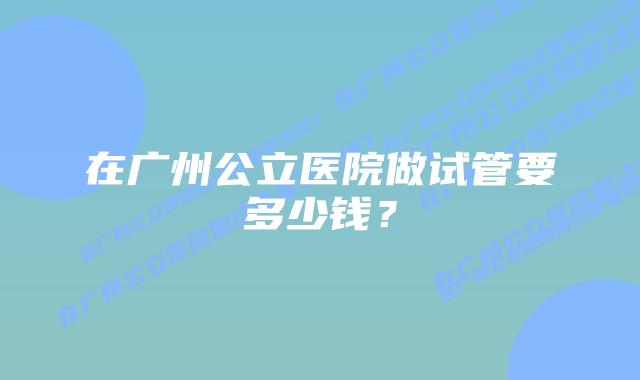 在广州公立医院做试管要多少钱？