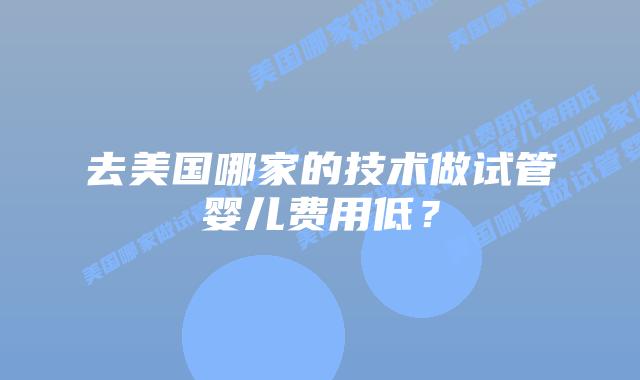 去美国哪家的技术做试管婴儿费用低?