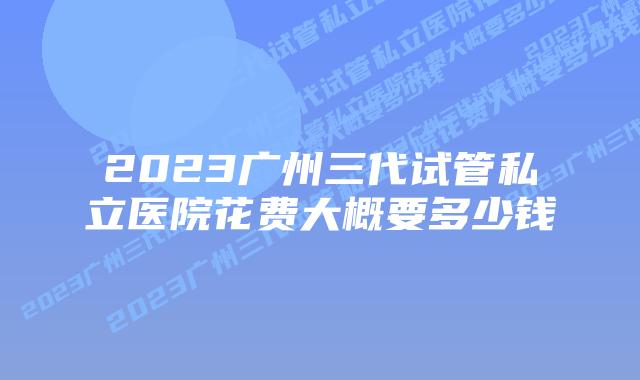 2023广州三代试管私立医院花费大概要多少钱