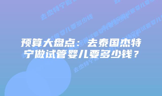 预算大盘点:去泰国杰特宁做试管婴儿要多少钱?