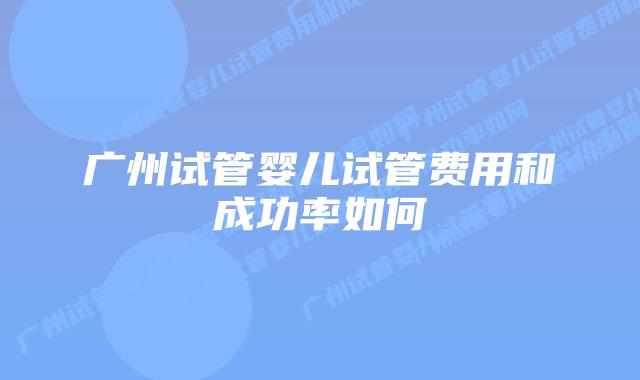 广州试管婴儿试管费用和成功率如何