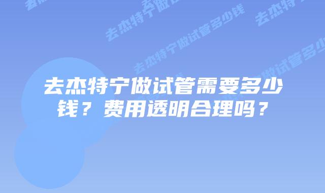 去杰特宁做试管需要多少钱？费用透明合理吗？
