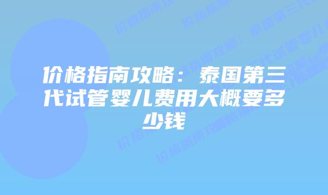 价格指南攻略:泰国第三代试管婴儿费用大概要多少钱