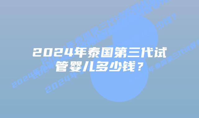2024年泰国第三代试管婴儿多少钱?