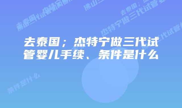 去泰国；杰特宁做三代试管婴儿手续、条件是什么        
