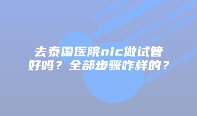 去泰国医院nic做试管好吗？全部步骤咋样的？