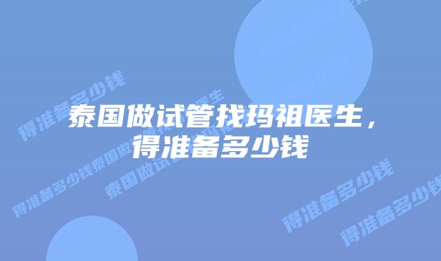 泰国做试管找玛祖医生，得准备多少钱