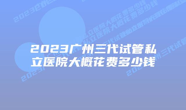 2023广州三代试管私立医院大概花费多少钱