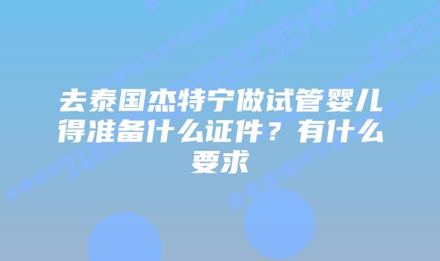 去泰国杰特宁做试管婴儿得准备什么证件？有什么要求