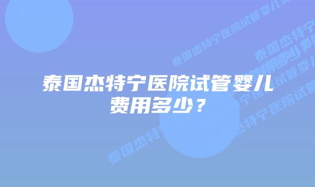 泰国杰特宁医院试管婴儿费用多少?