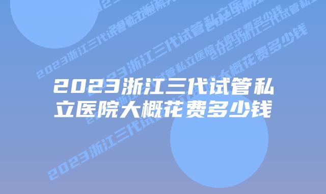 2023浙江三代试管私立医院大概花费多少钱