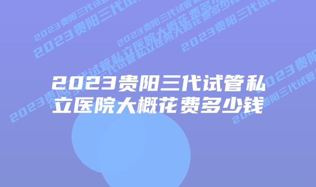 2023贵阳三代试管私立医院大概花费多少钱