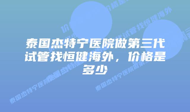 泰国杰特宁医院做第三代试管找恒健海外，价格是多少