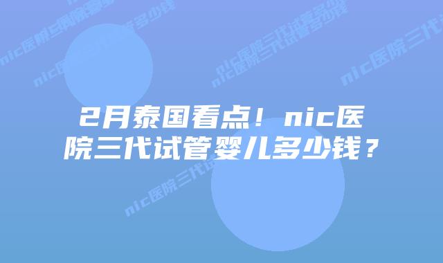 2月泰国看点!nic医院三代试管婴儿多少钱?