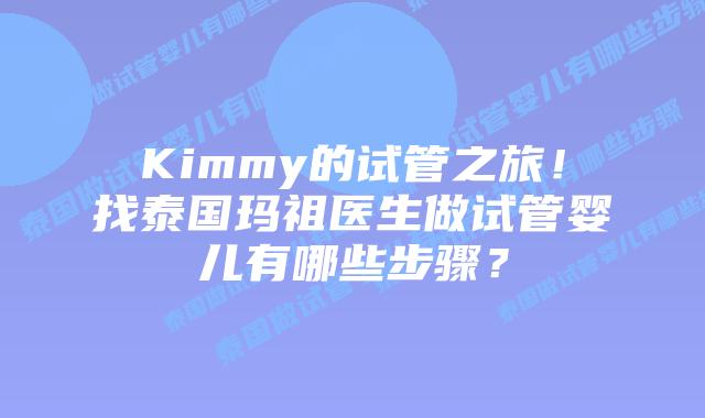 Kimmy的试管之旅!找泰国玛祖医生做试管婴儿有哪些步骤?