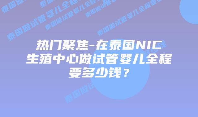 热门聚焦-在泰国NIC生殖中心做试管婴儿全程要多少钱？