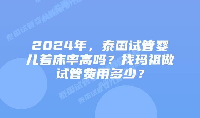 2024年,泰国试管婴儿着床率高吗?找玛祖做试管费用多少?