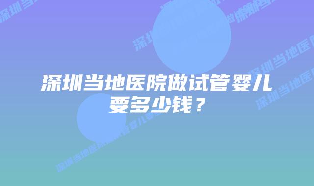 深圳当地医院做试管婴儿要多少钱？
