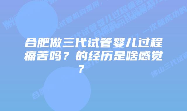 合肥做三代试管婴儿过程痛苦吗?的经历是啥感觉?