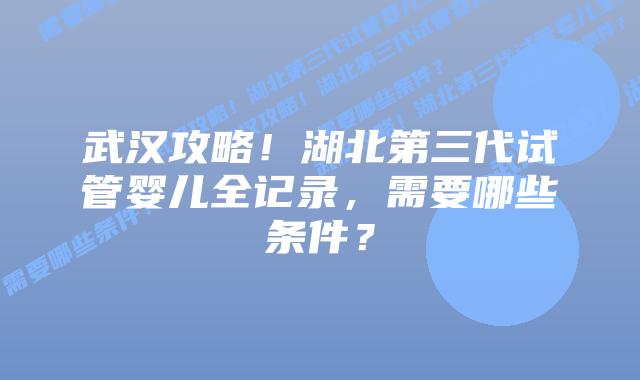 武汉攻略!湖北第三代试管婴儿全记录,需要哪些条件?
