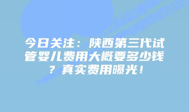 今日关注：陕西第三代试管婴儿费用大概要多少钱？真实费用曝光！