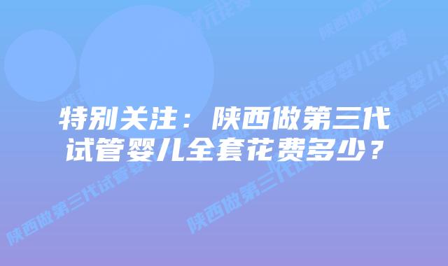 特别关注:陕西做第三代试管婴儿全套花费多少?