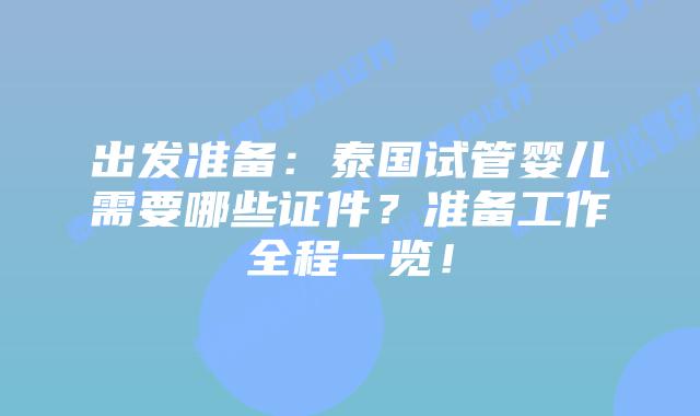 出发准备：泰国试管婴儿需要哪些证件？准备工作全程一览！