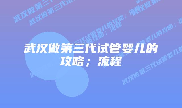 武汉做第三代试管婴儿的攻略;流程