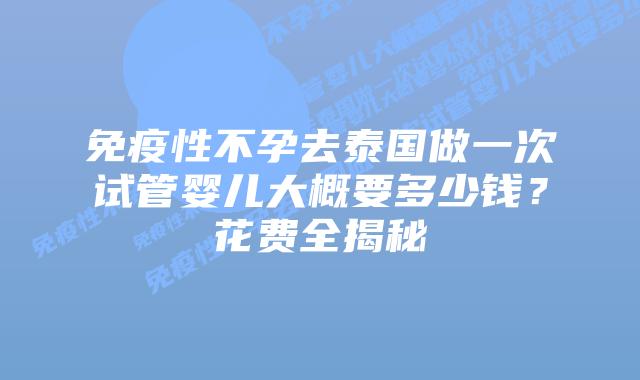 免疫性不孕去泰国做一次试管婴儿大概要多少钱?花费全揭秘