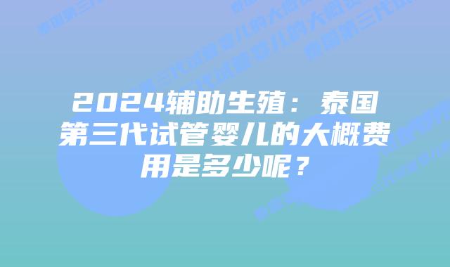 2024辅助生殖:泰国第三代试管婴儿的大概费用是多少呢?