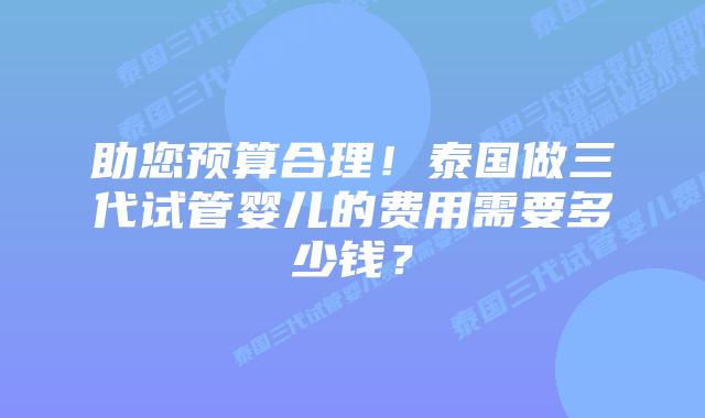助您预算合理!泰国做三代试管婴儿的费用需要多少钱?