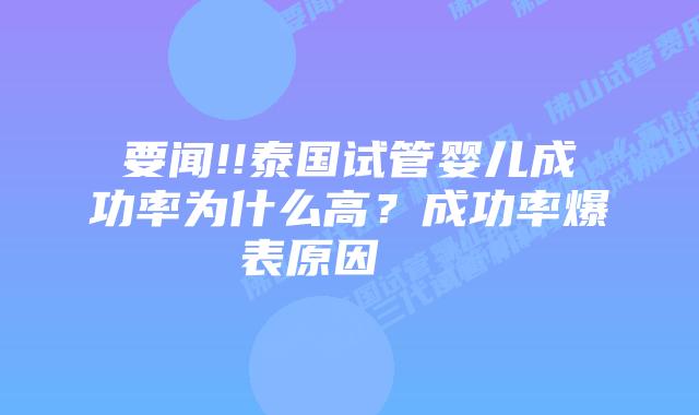 要闻!!泰国试管婴儿成功率为什么高?成功率爆表原因
