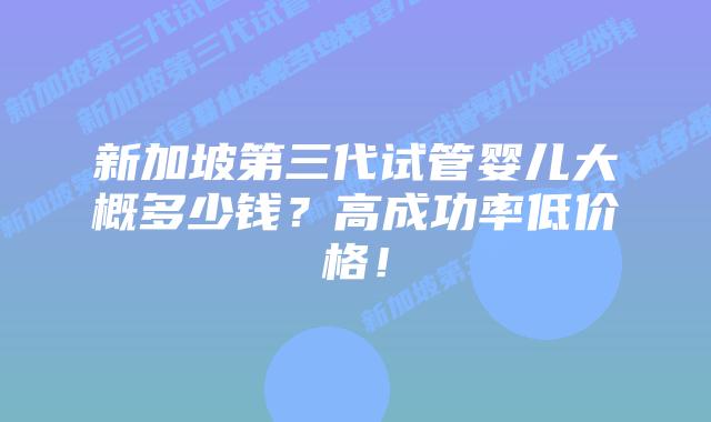 新加坡第三代试管婴儿大概多少钱?高成功率低价格!