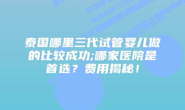 泰国哪里三代试管婴儿做的比较成功;哪家医院是首选?费用揭秘!