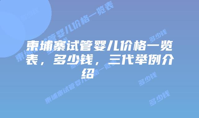 柬埔寨试管婴儿价格一览表,多少钱,三代举例介绍