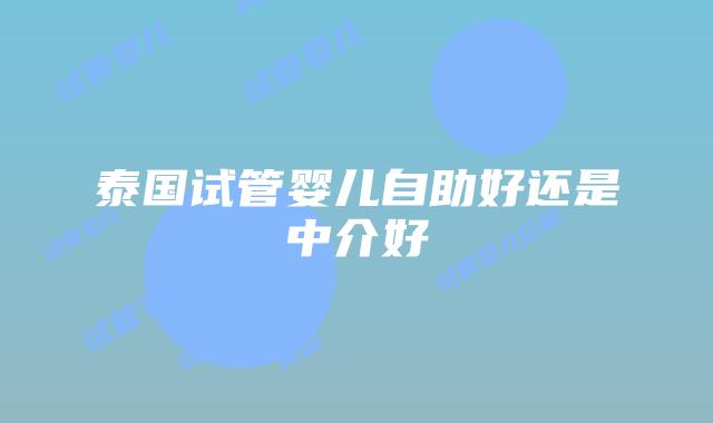 泰国试管婴儿自助好还是中介好