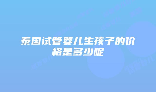 泰国试管婴儿生孩子的价格是多少呢