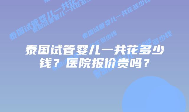 泰国试管婴儿一共花多少钱?医院报价贵吗?