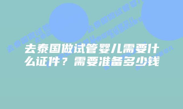 去泰国做试管婴儿需要什么证件?需要准备多少钱