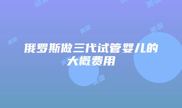 俄罗斯做三代试管婴儿的大概费用