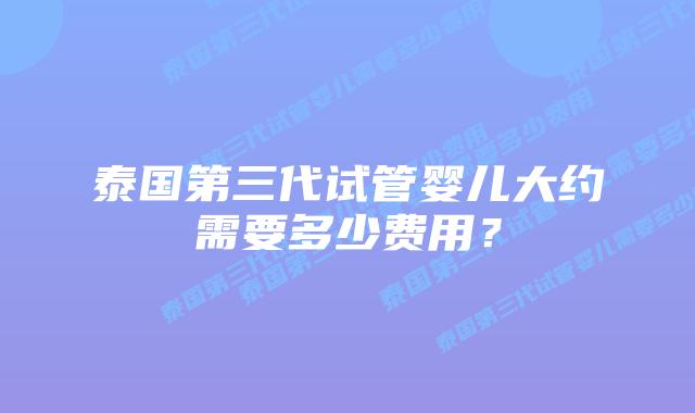 泰国第三代试管婴儿大约需要多少费用?
