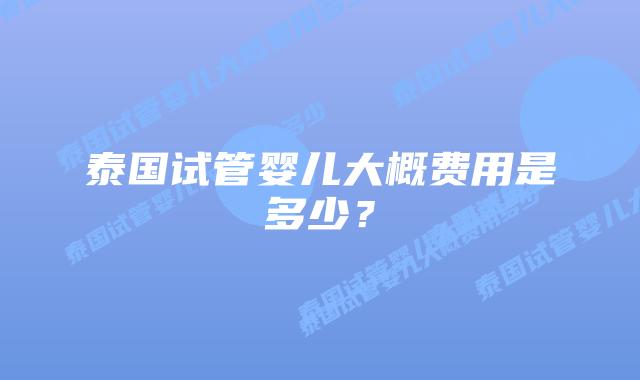 泰国试管婴儿大概费用是多少?