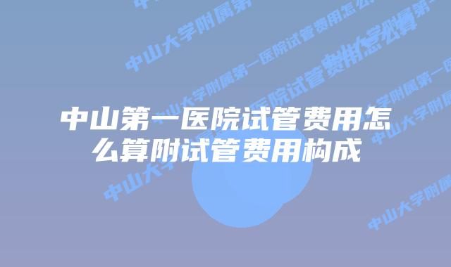 中山第一医院试管费用怎么算附试管费用构成