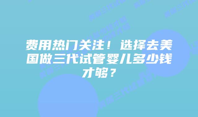 费用热门关注!选择去美国做三代试管婴儿多少钱才够?