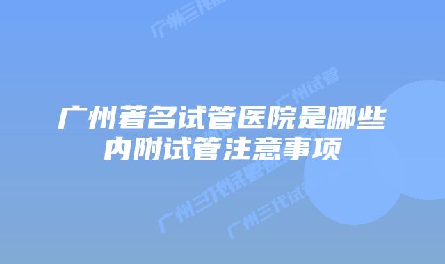 广州著名试管医院是哪些内附试管注意事项
