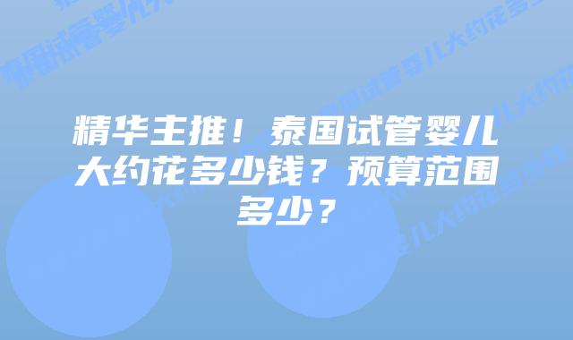 精华主推!泰国试管婴儿大约花多少钱?预算范围多少?